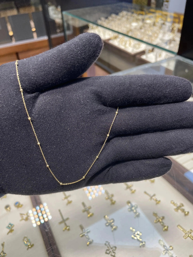 9ct Gold Beaded Flat Trace Chain | Shop Online Sarraf Jewellers UK - Sarraf Jewellers