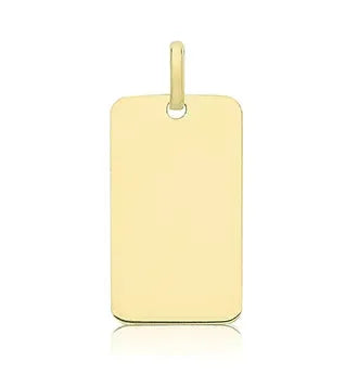 9ct Yellow Gold DOG TAG Plain Rectangle Pendant FREE ENGRAVING UK Hallmarked | Shop Online Sarraf Jewellers UK - Sarraf Jewellers