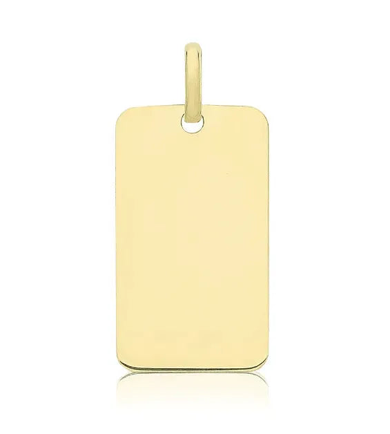 9ct Yellow Gold DOG TAG Plain Rectangle Pendant FREE ENGRAVING UK Hallmarked | Shop Online Sarraf Jewellers UK - Sarraf Jewellers