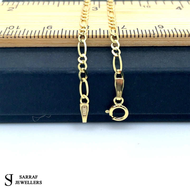 9ct Yellow Gold Figaro Bracelet | Shop Online Sarraf Jewellers UK - Sarraf Jewellers