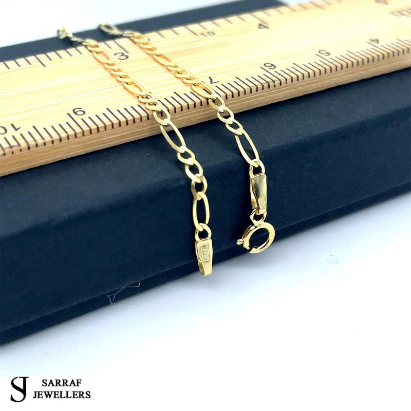 9ct Yellow Gold Figaro Bracelet | Shop Online Sarraf Jewellers UK - Sarraf Jewellers