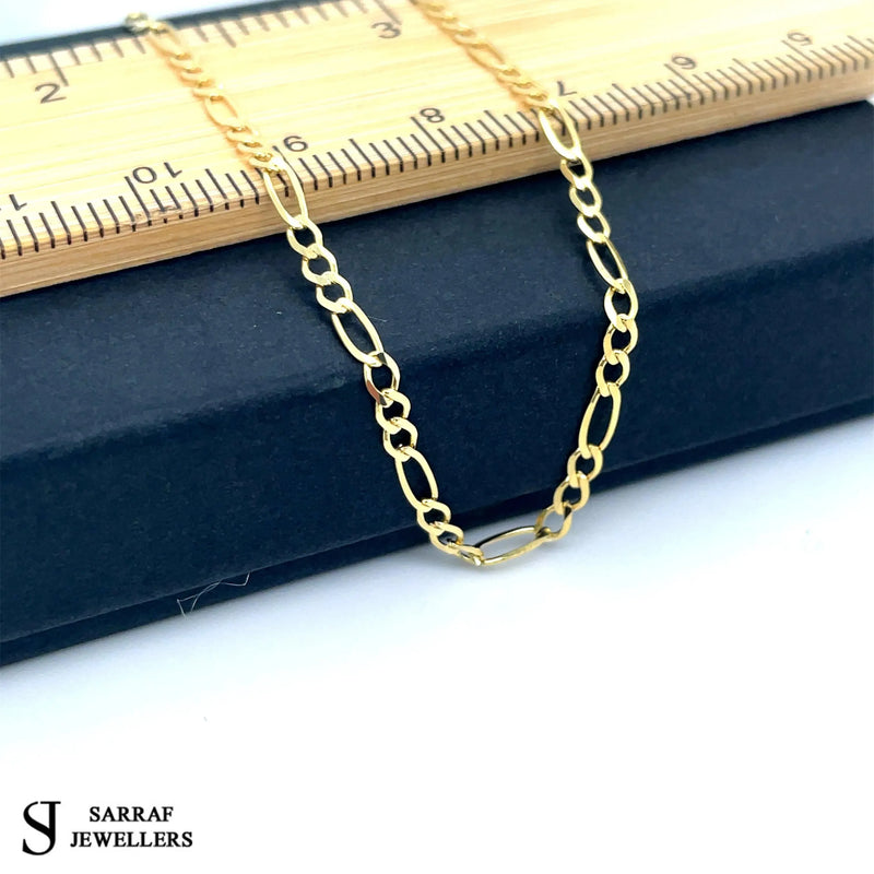 9ct Yellow Gold Figaro Bracelet | Shop Online Sarraf Jewellers UK - Sarraf Jewellers