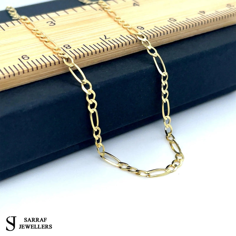 9ct Yellow Gold Figaro Bracelet | Shop Online Sarraf Jewellers UK - Sarraf Jewellers