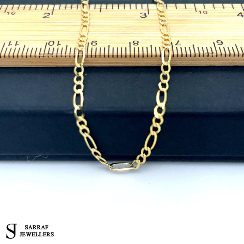 9ct Yellow Gold Figaro Bracelet | Shop Online Sarraf Jewellers UK - Sarraf Jewellers