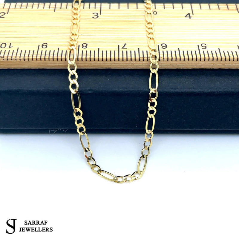 9ct Yellow Gold Figaro Bracelet | Shop Online Sarraf Jewellers UK - Sarraf Jewellers