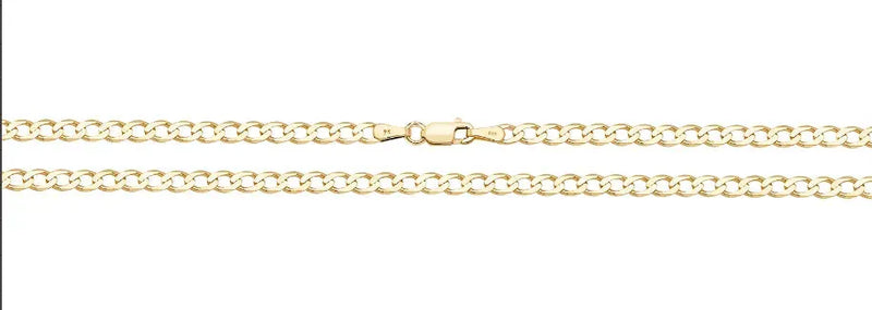 9ct Yellow Gold Flat Curb Chain - 4.5mm | Shop Online Sarraf Jewellers UK - Sarraf Jewellers