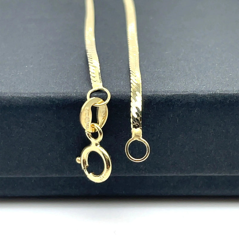 9ct Yellow Gold Flat Snake Chain | Shop Online Sarraf Jewellers UK - Sarraf Jewellers