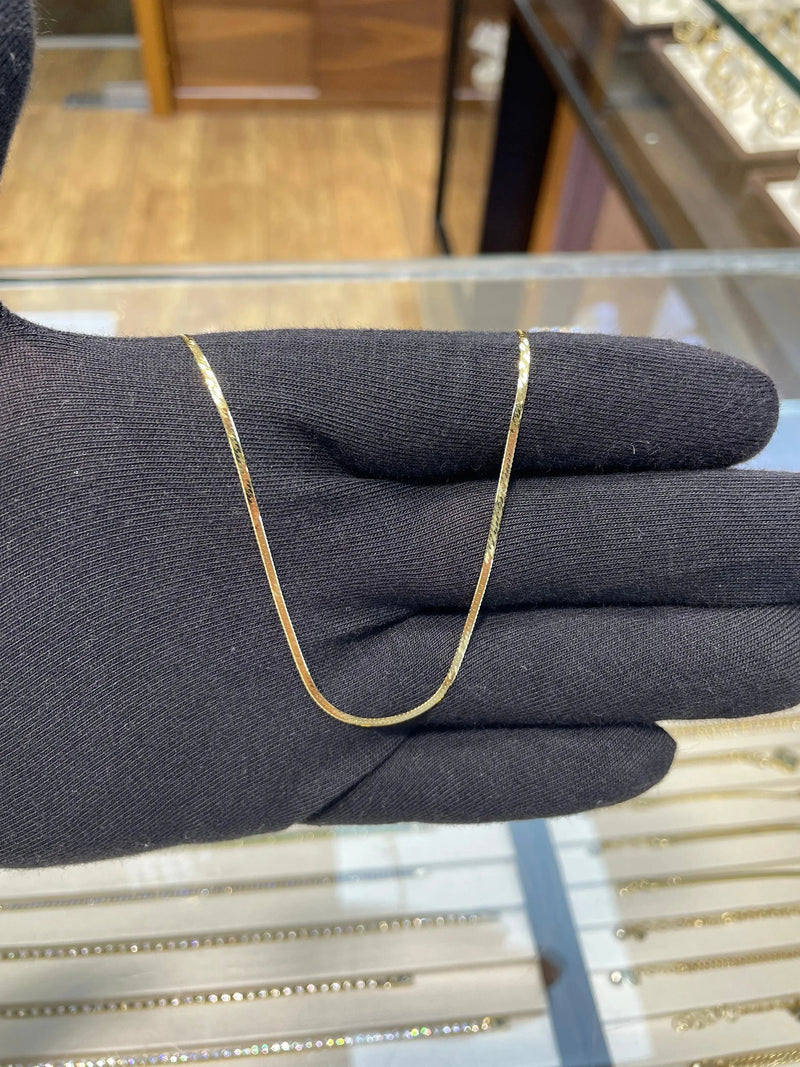 9ct Yellow Gold Flat Snake Chain | Shop Online Sarraf Jewellers UK - Sarraf Jewellers