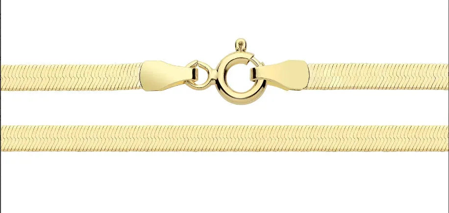 9ct Yellow Gold Flat Snake Chains | Shop Online Sarraf Jewellers UK - Sarraf Jewellers