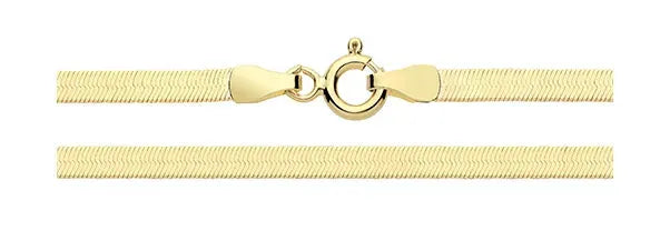 9ct Yellow Gold Flat Snake Chains | Shop Online Sarraf Jewellers UK - Sarraf Jewellers