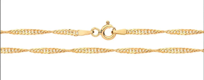 9ct Yellow Gold Hollow Singapore Chain | Shop Online Sarraf Jewellers UK - Sarraf Jewellers