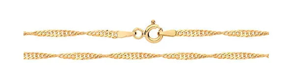 9ct Yellow Gold Hollow Singapore Chain | Shop Online Sarraf Jewellers UK - Sarraf Jewellers