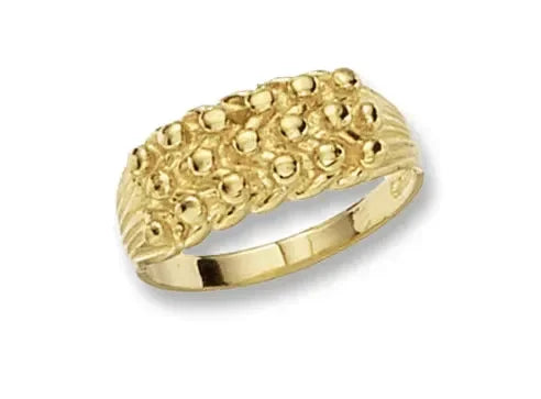 9ct Yellow Gold Keeper Ring 3 Row Plain Design For Ladies UK Hallmarked | Shop Online Sarraf Jewellers UK - Sarraf Jewellers