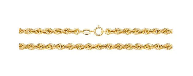 9ct Yellow Gold Rope Chain Necklace -4mm | Shop Online Sarraf Jewellers - Sarraf Jewellers
