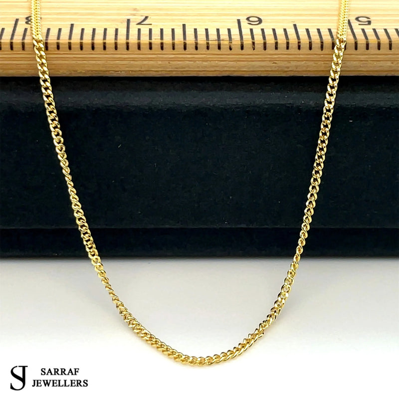 9ct Yellow-White Gold Close Curb Chain | Shop Online Sarraf Jewellers UK - Sarraf Jewellers
