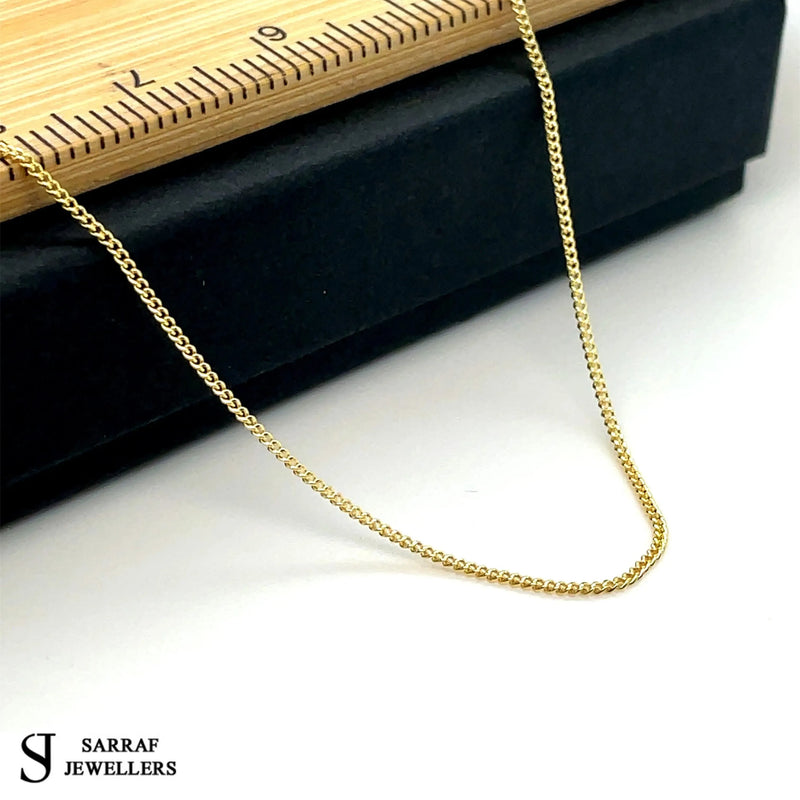 9ct Yellow-White Gold Close Curb Chain | Shop Online Sarraf Jewellers UK - Sarraf Jewellers