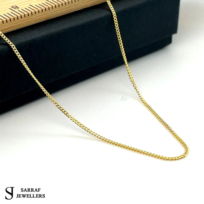9ct Yellow-White Gold Close Curb Chain | Shop Online Sarraf Jewellers UK - Sarraf Jewellers
