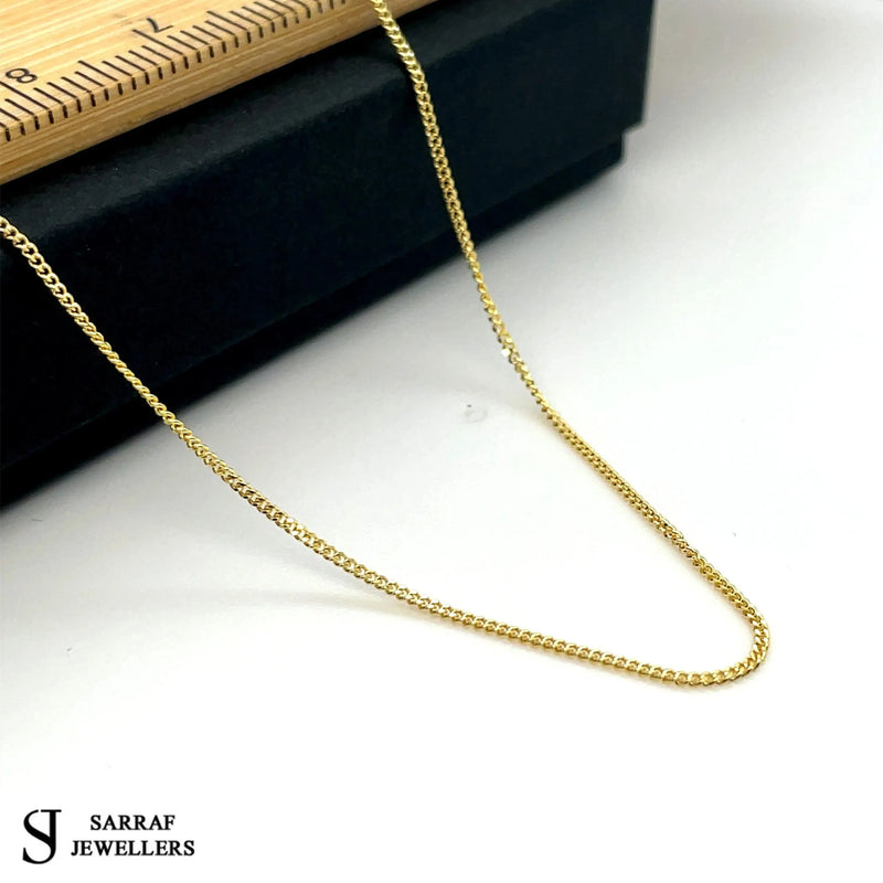 9ct Yellow-White Gold Close Curb Chain | Shop Online Sarraf Jewellers UK - Sarraf Jewellers