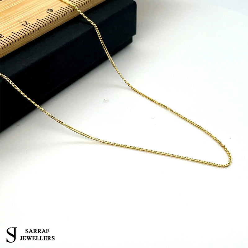 9ct Yellow-White Gold Close Curb Chain | Shop Online Sarraf Jewellers UK - Sarraf Jewellers