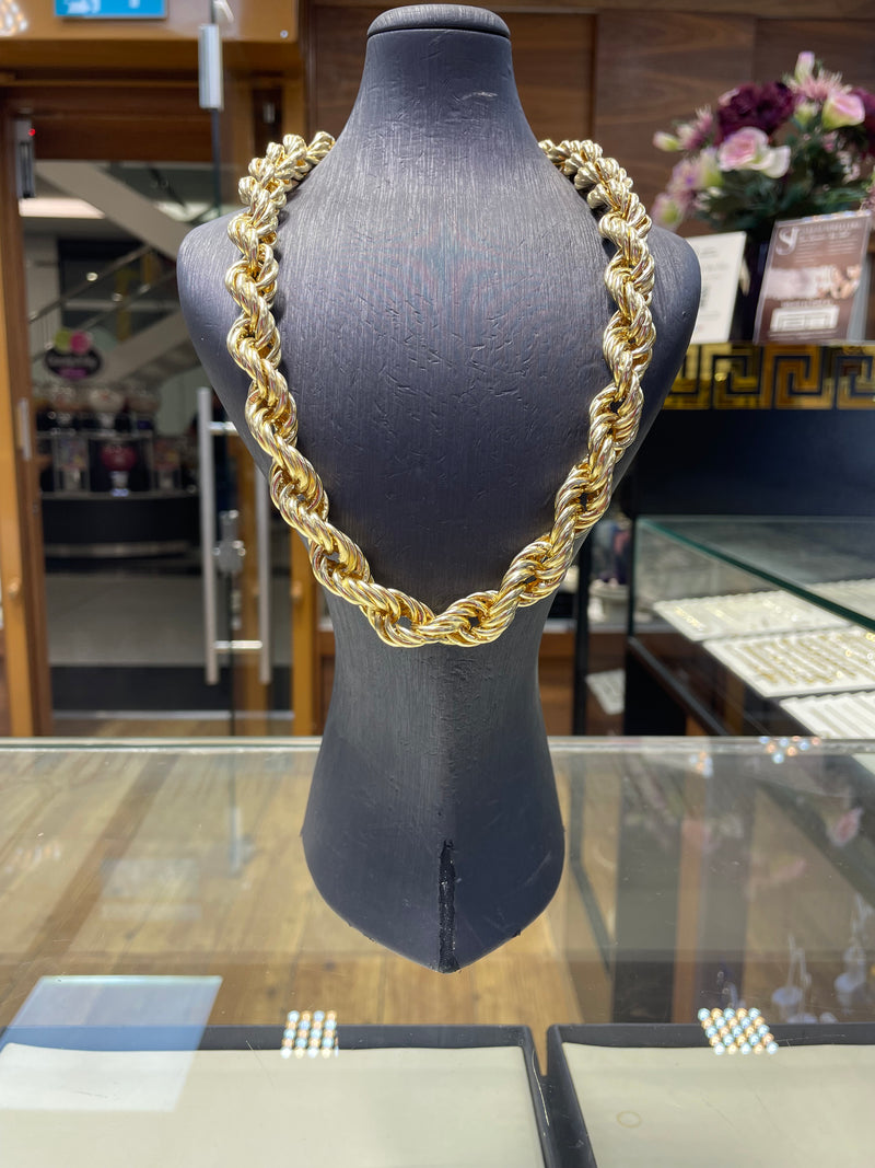 14 Carat Hollow Rope Chain Necklace Superlight