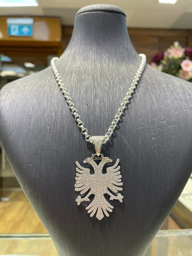 Silver Albanian Pendant + Belcher