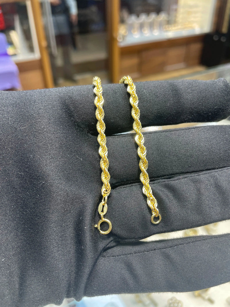 Rope Bracelet For Women 9ct Yellow Gold - 4mm | Shop Online Sarraf Jewellers