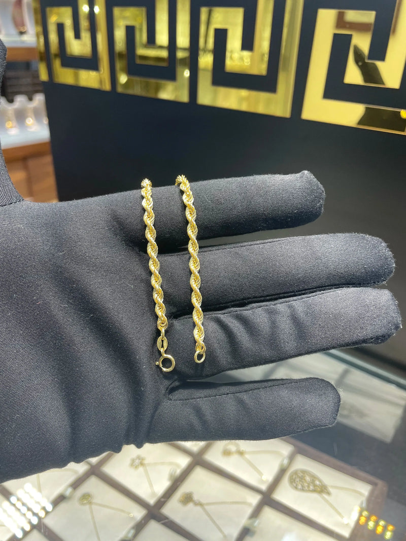 Rope Bracelet For Women 9ct Yellow Gold - 4mm | Shop Online Sarraf Jewellers