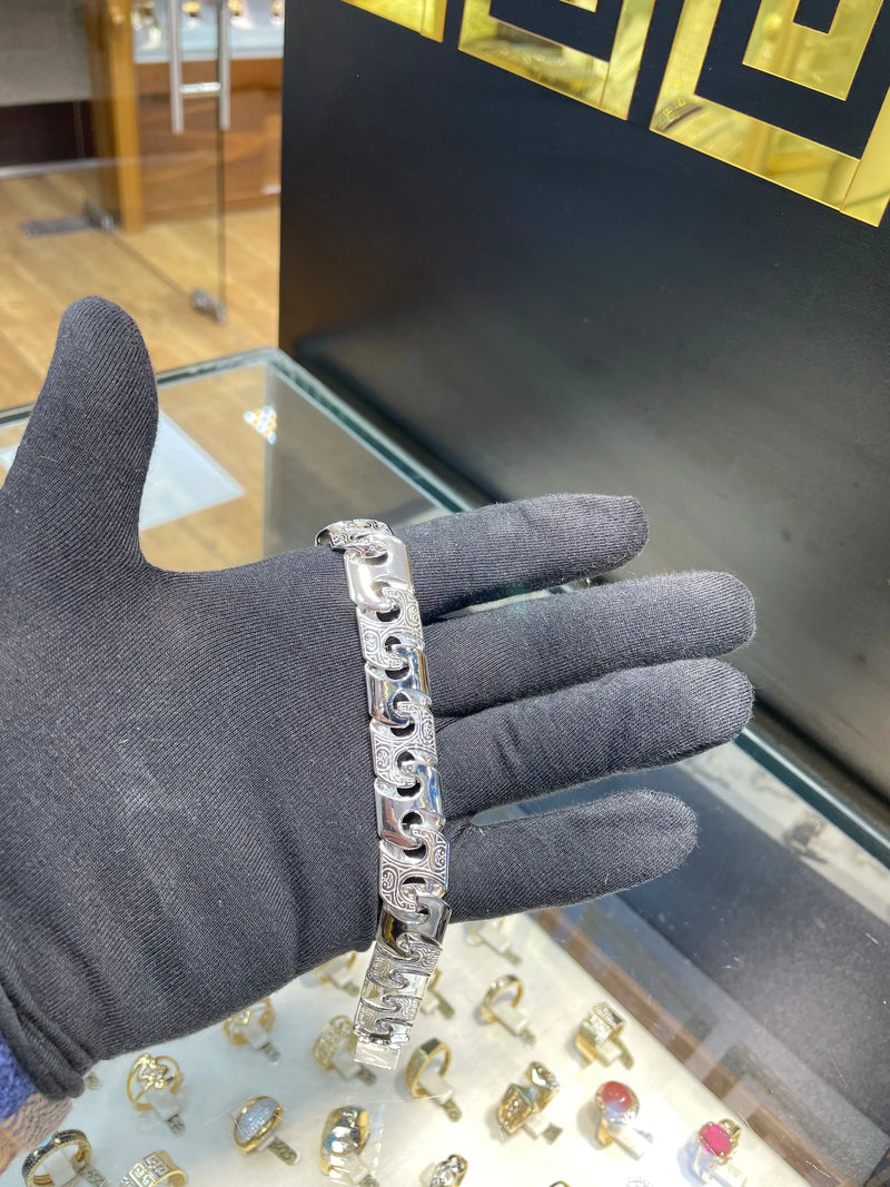 Silver Heavy Cast Anchor Link Bracelet Mens Chunky Design - 17mm | Shop Online Sarraf Jewellers UK