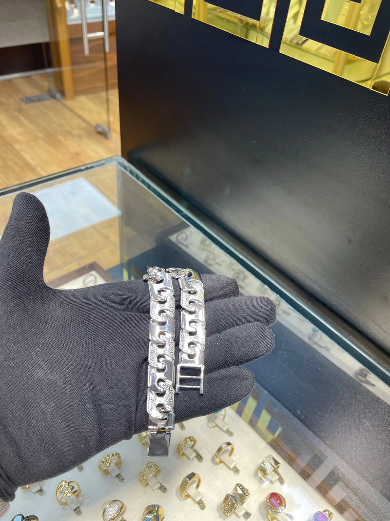 Silver Heavy Cast Anchor Link Bracelet Mens Chunky Design - 17mm | Shop Online Sarraf Jewellers UK