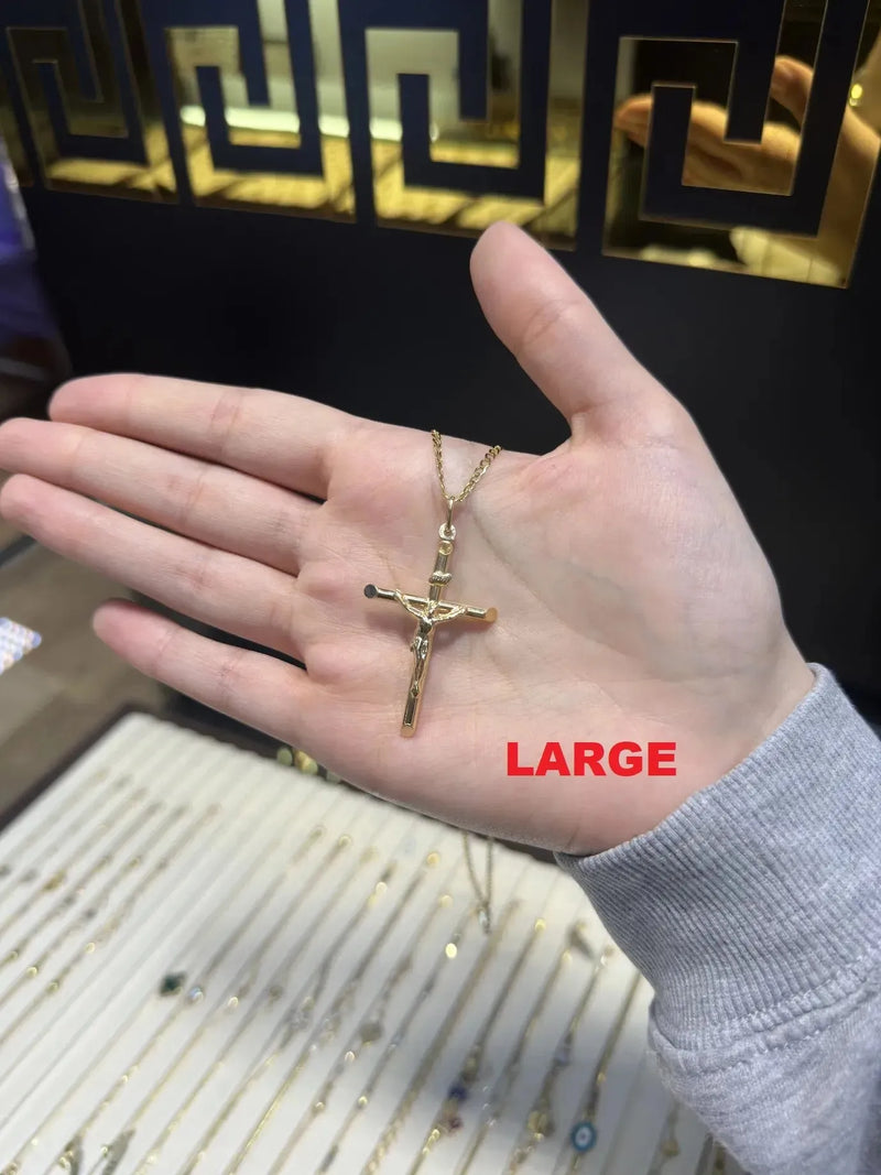 9ct Yellow Gold Crucifix Cross Pendant - Small - Medium - Large - X Large | Shop Online Sarraf Jewellers UK