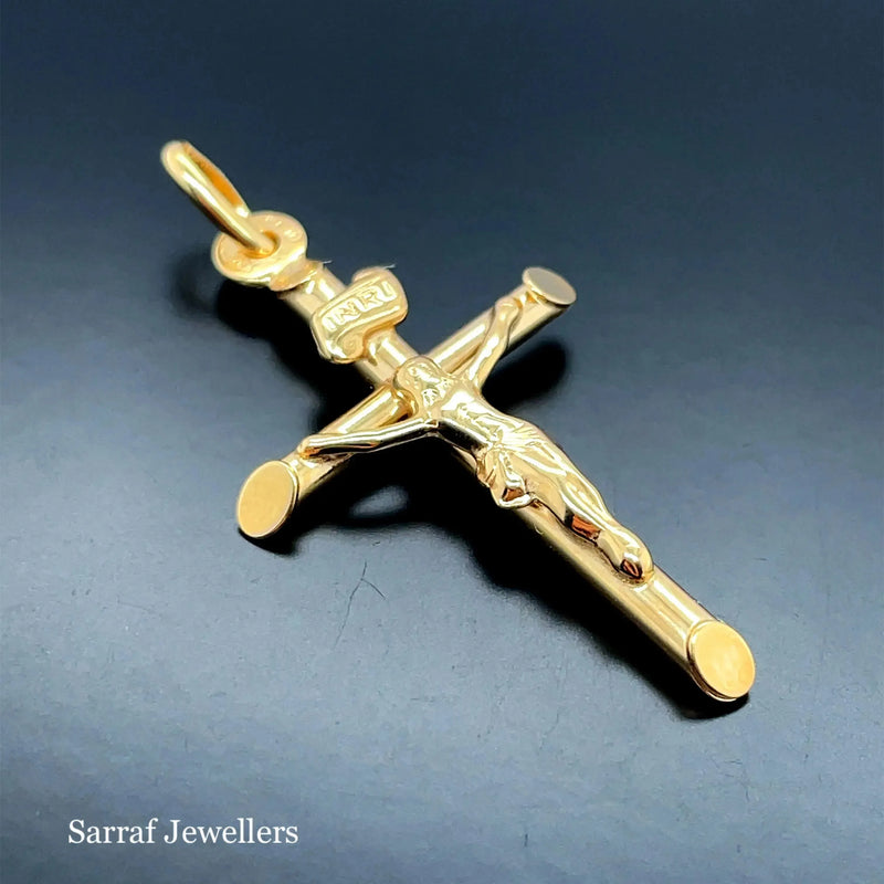 9ct Yellow Gold Crucifix Cross Pendant - Small - Medium - Large - X Large | Shop Online Sarraf Jewellers UK
