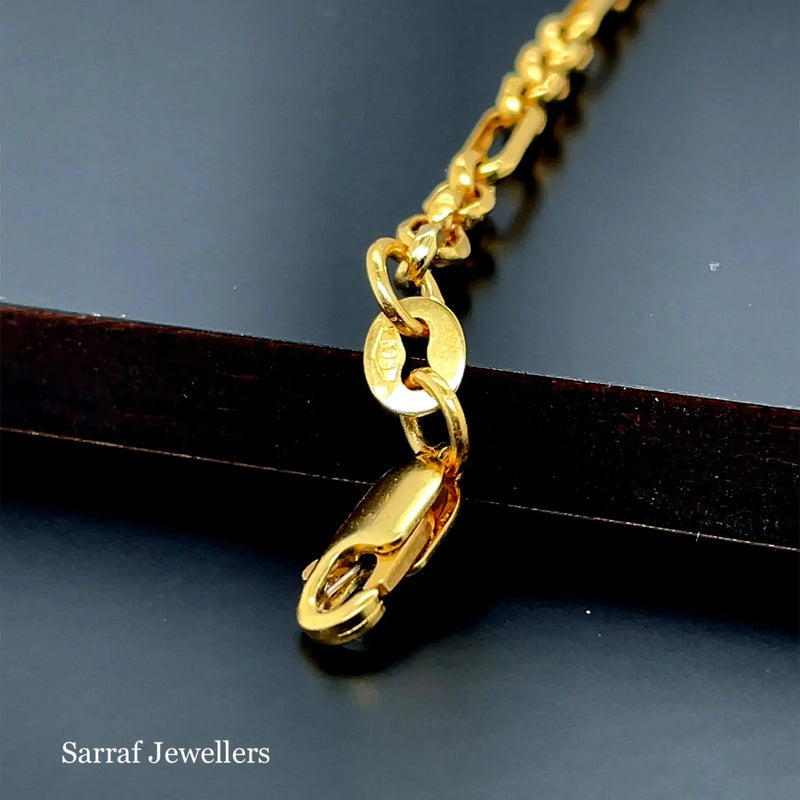 Figaro Belcher Chain 9ct Yellow Gold - 3.3mm | Shop Online Sarraf Jewellers UK