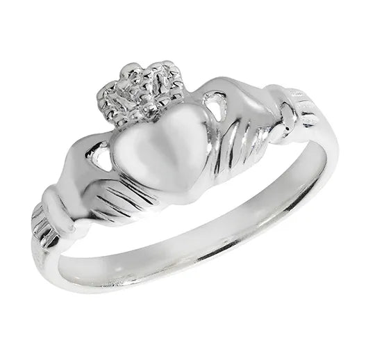 Ladies Irish Claddagh Rings 925 Sterling Silver Plain Design UK Hallmarked | Shop Online Sarraf Jewellers UK