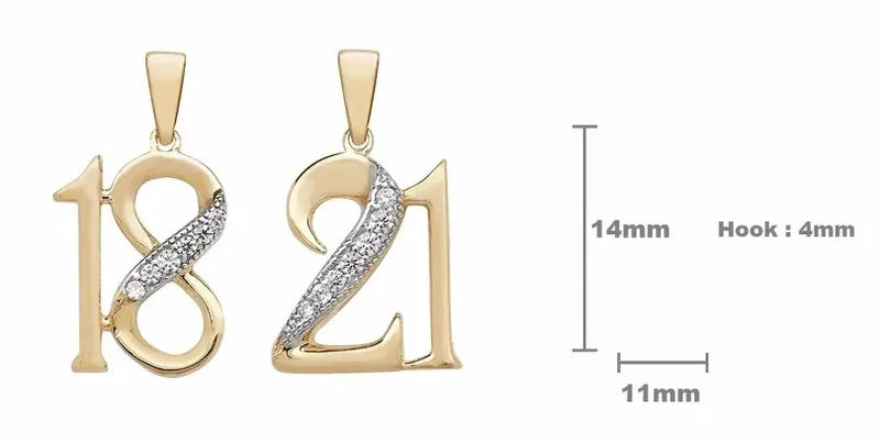 9ct Yellow Gold 18th & 21st Birthday Pendants | Shop Online Sarraf Jewellers UK