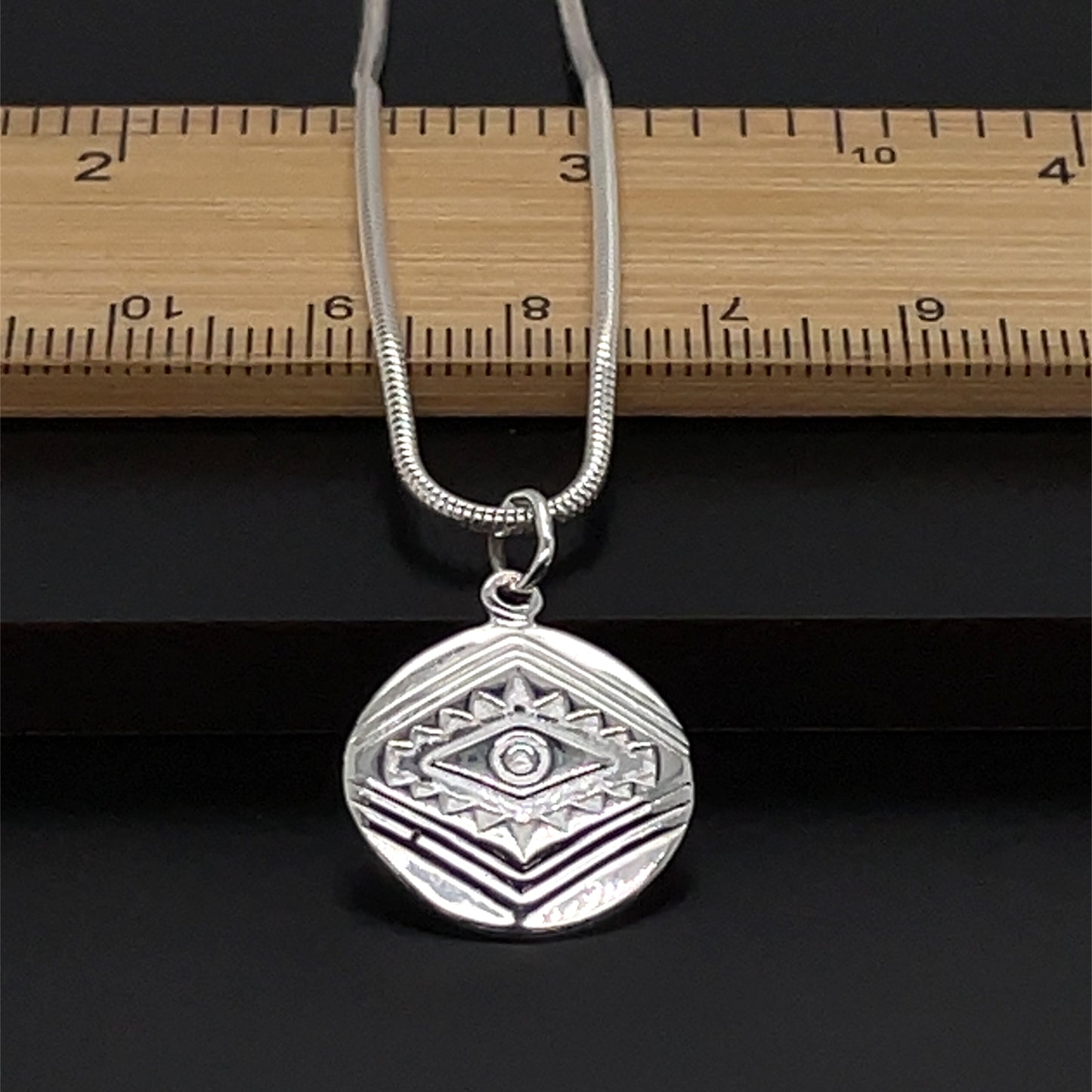 925 Sterling Silver Plain Evil Eye Pendant - Large | Shop Online Sarraf Jewellers UK