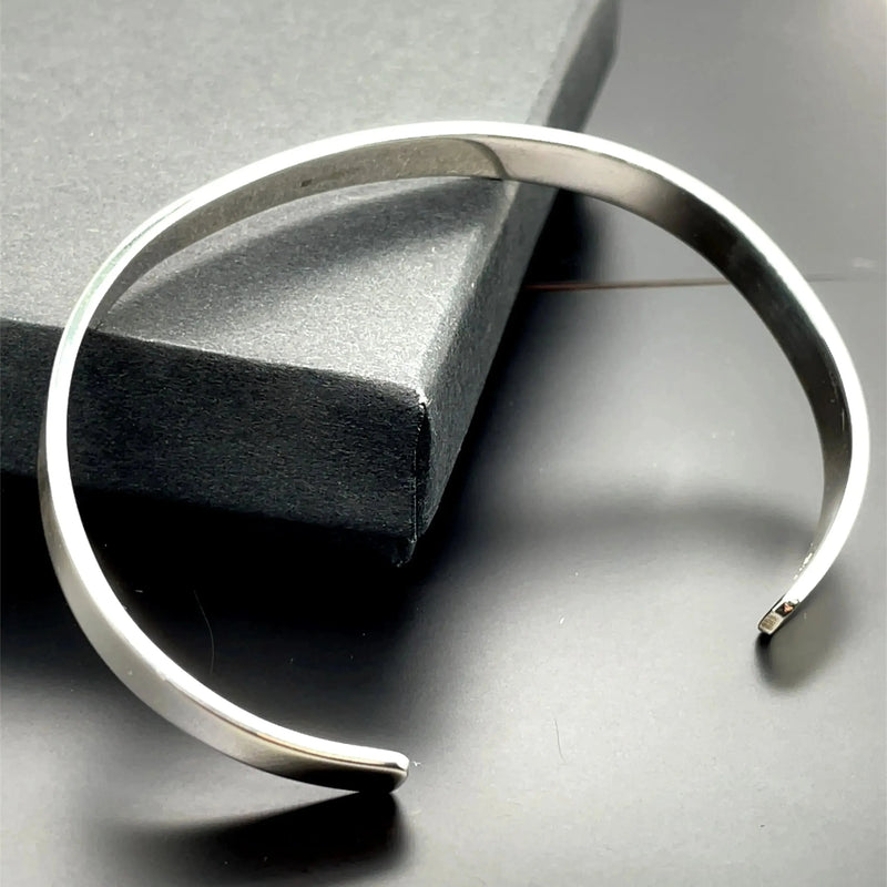 Silver Flat Plain Design Cuff Bangle For Ladies | Shop Online Sarraf Jewellers UK