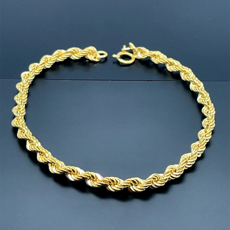 Rope Bracelet For Women 9ct Yellow Gold - 4mm | Shop Online Sarraf Jewellers