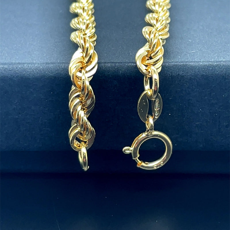 Rope Bracelet For Women 9ct Yellow Gold - 4mm | Shop Online Sarraf Jewellers