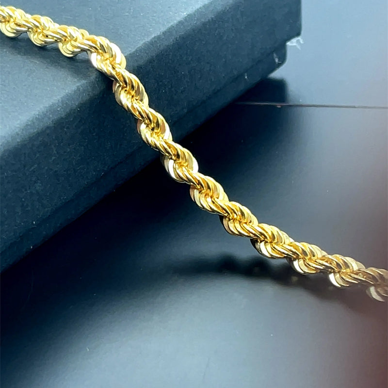 Rope Bracelet For Women 9ct Yellow Gold - 4mm | Shop Online Sarraf Jewellers