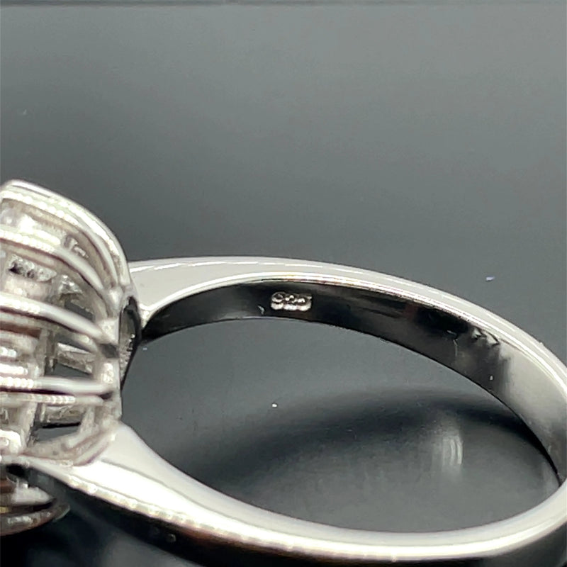 925 Sterling Silver CZ Flower Design Ring - 15mm | Shop Online Sarraf Jewellers UK