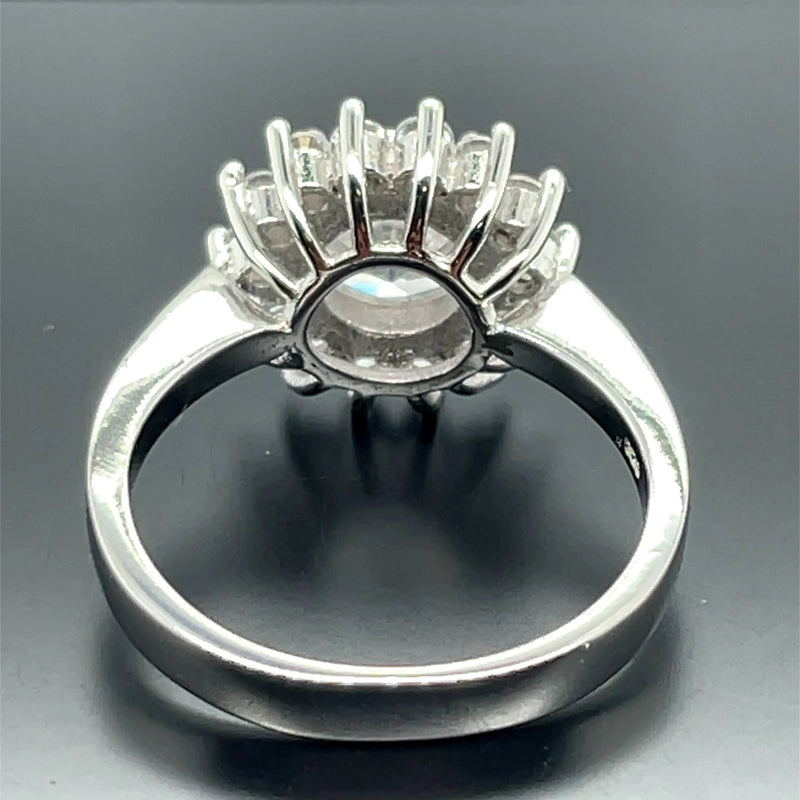 925 Sterling Silver CZ Flower Design Ring - 15mm | Shop Online Sarraf Jewellers UK