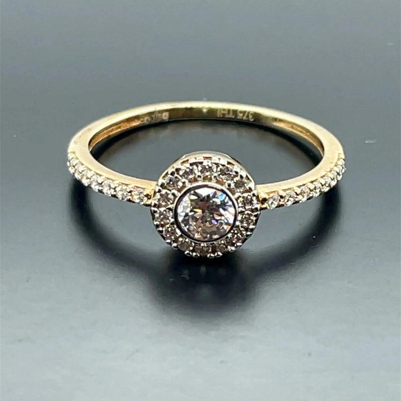 9ct Yellow Gold Ladies Simulated Diamond CZ Design Solitaire Engagement Ring | Shop Online Sarraf Jewellers UK