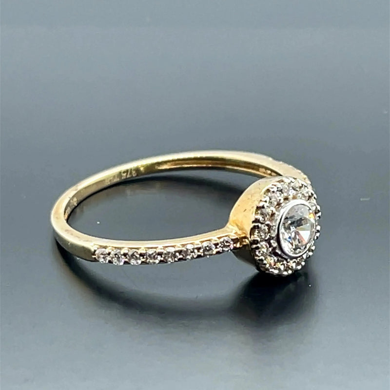 9ct Yellow Gold Ladies Simulated Diamond CZ Design Solitaire Engagement Ring | Shop Online Sarraf Jewellers UK