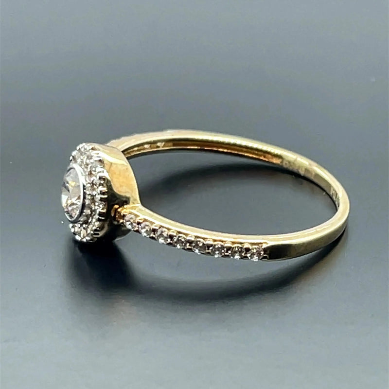 9ct Yellow Gold Ladies Simulated Diamond CZ Design Solitaire Engagement Ring | Shop Online Sarraf Jewellers UK