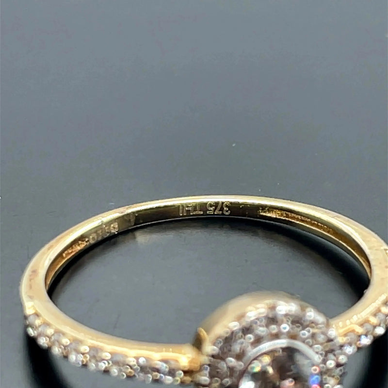 9ct Yellow Gold Ladies Simulated Diamond CZ Design Solitaire Engagement Ring | Shop Online Sarraf Jewellers UK