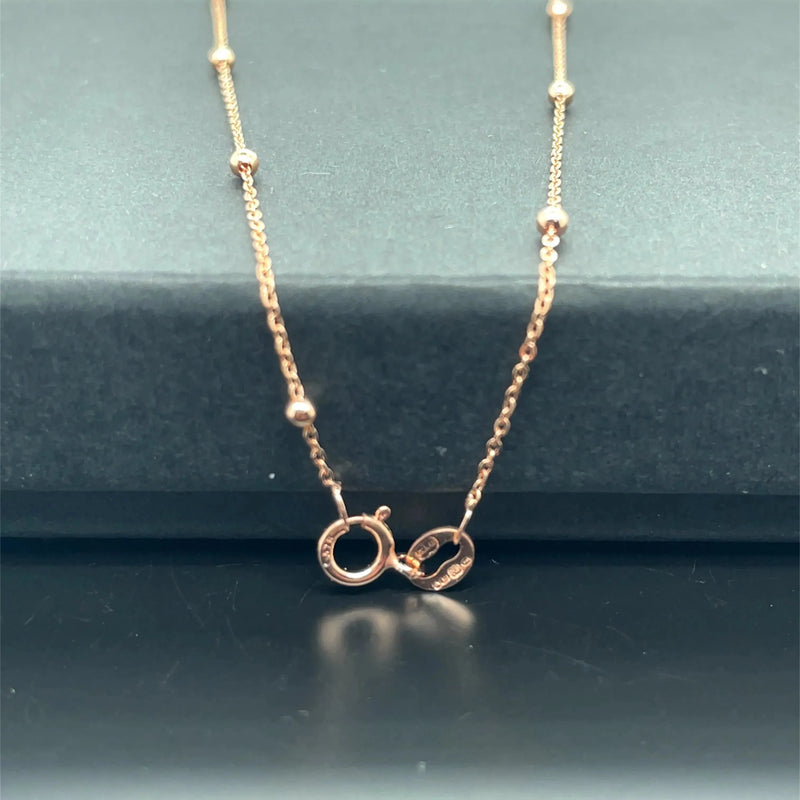 9ct Rose-Yellow-White Gold Beaded Flat Trace Chain - 0.2mm Chain / 1.5mm Bead | Sarraf Jewellers
