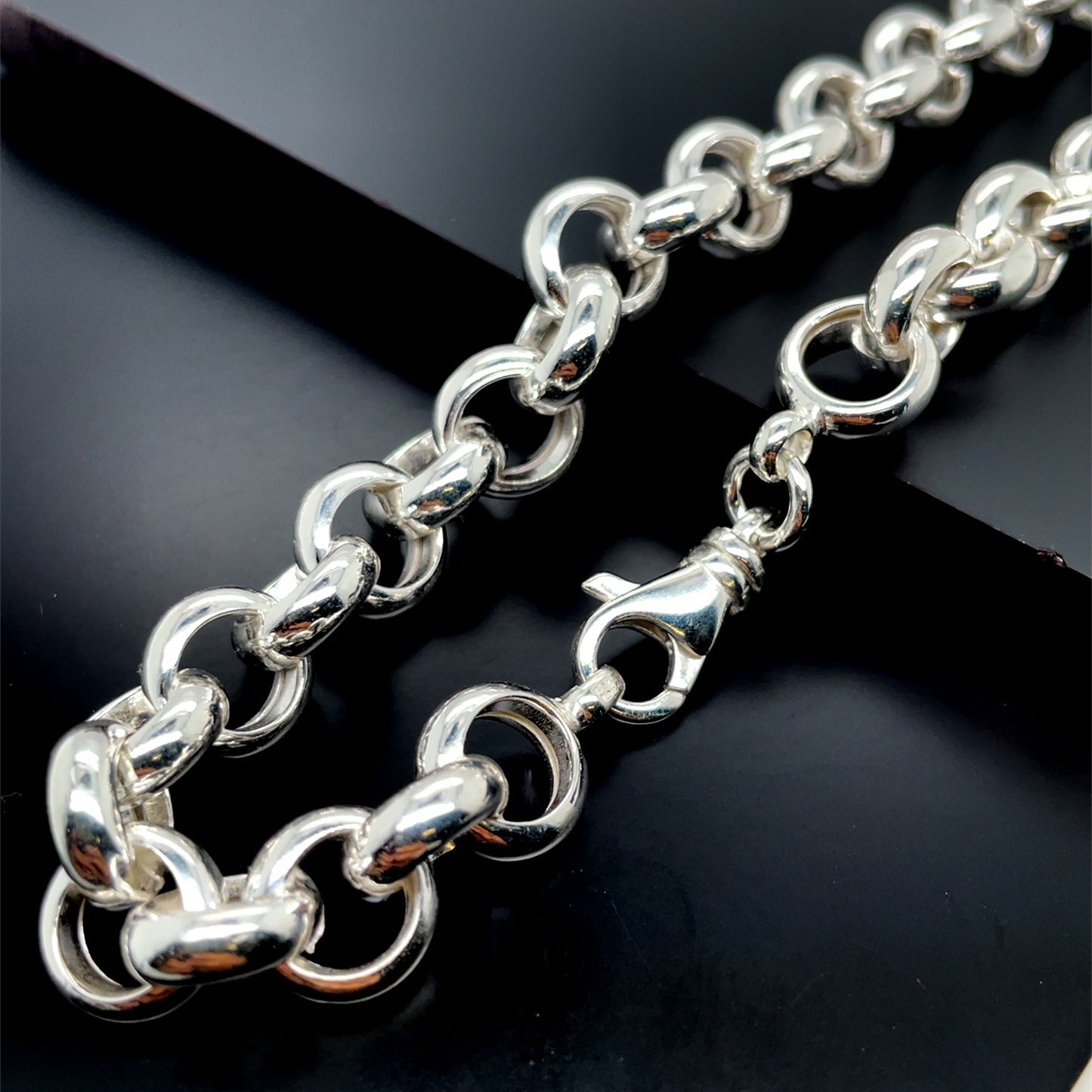 Silver Heavy Belcher Chain Plain Thick Design UK Hallmarked | Shop Online Sarraf Jewellers UK