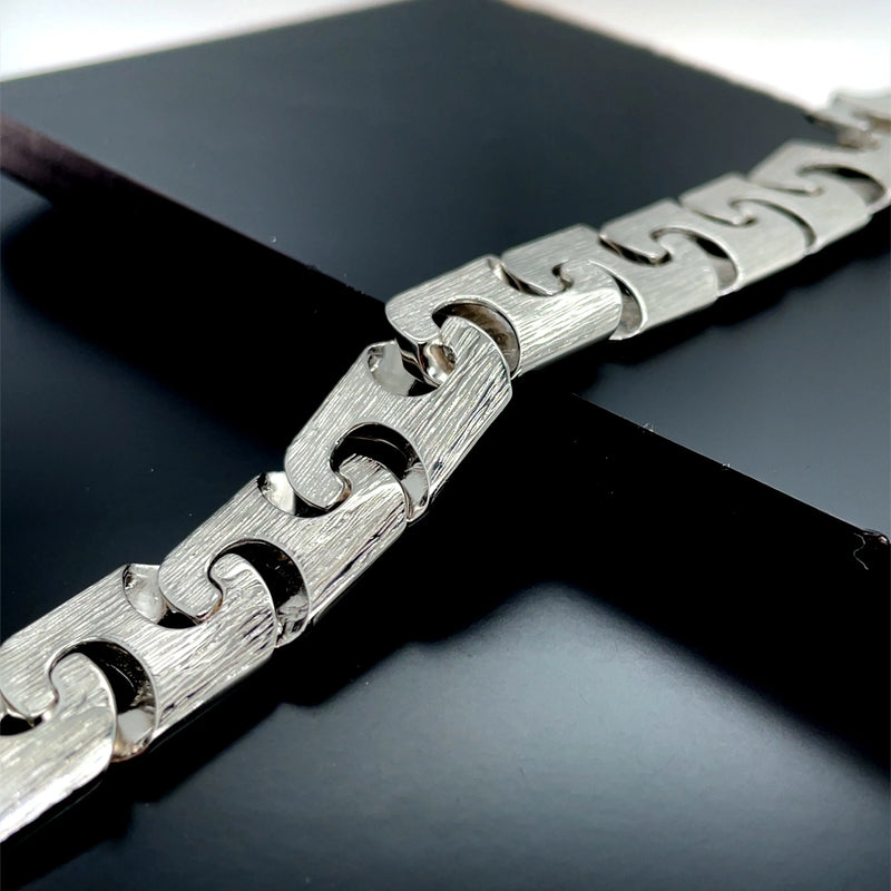 Silver Heavy Cast Anchor Link Bracelet Mens Chunky Design - 17mm | Shop Online Sarraf Jewellers UK