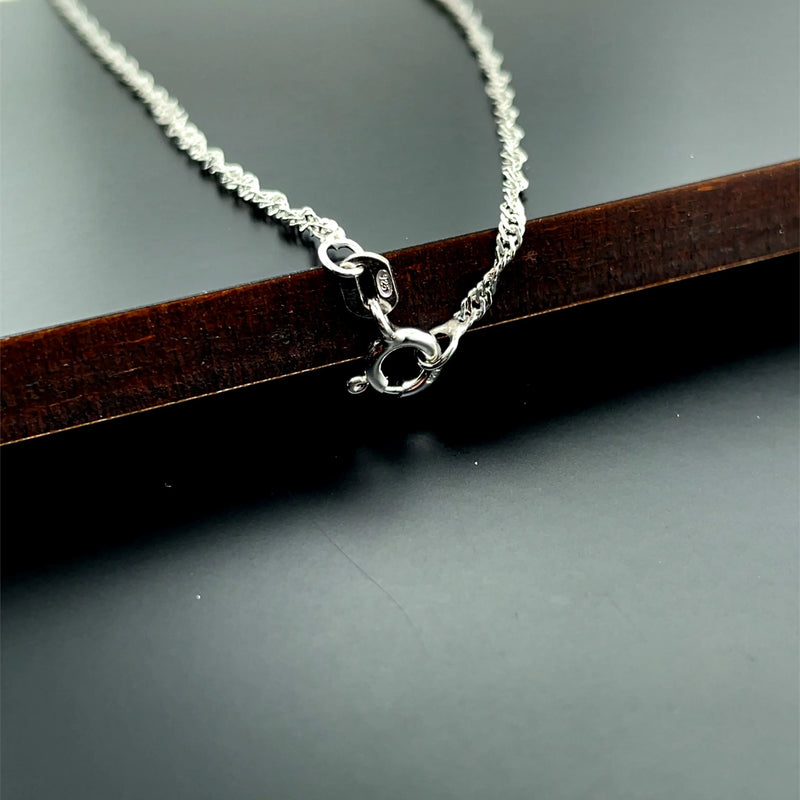Silver Singapore Chain Rhodium Plated Design Necklace - 1mm | Shop Online Sarraf Jewellers UK