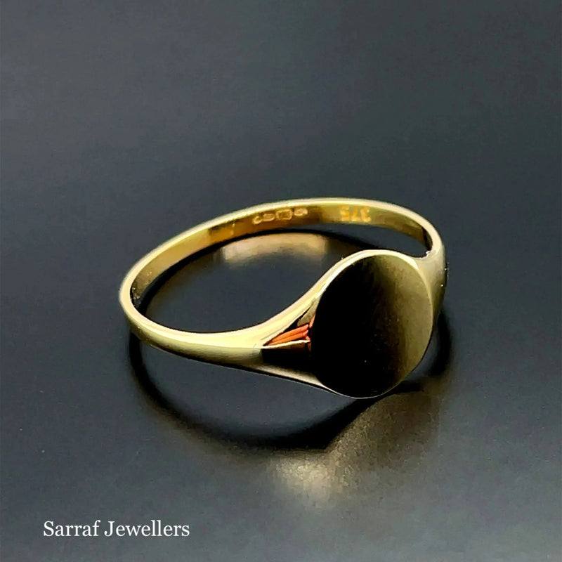 9ct Yellow Gold Signet Ring, Gold Ladies Ring, Free Engraving, Classic Signet Ring, Pinky ring, Oval Ring, Round Ring